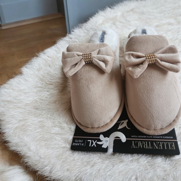 NEW! Ellen Tracy women's  slippers  with memory foam Coquette Fashion Sz  10/11 - Picture 4 of 10